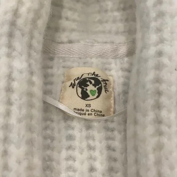 NWOT Free People Cream Grey Cardigan Long Sleeves Size XS Oversize - Picture 5 of 9